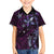 Hawaii Makahiki Season Family Matching Off Shoulder Short Dress and Hawaiian Shirt Floral Tribal Tattoo Purple Galaxy