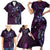 Hawaii Makahiki Season Family Matching Short Sleeve Bodycon Dress and Hawaiian Shirt Floral Tribal Tattoo Purple Galaxy