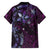 Hawaii Makahiki Season Family Matching Short Sleeve Bodycon Dress and Hawaiian Shirt Floral Tribal Tattoo Purple Galaxy