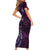 Hawaii Makahiki Season Family Matching Short Sleeve Bodycon Dress and Hawaiian Shirt Floral Tribal Tattoo Purple Galaxy