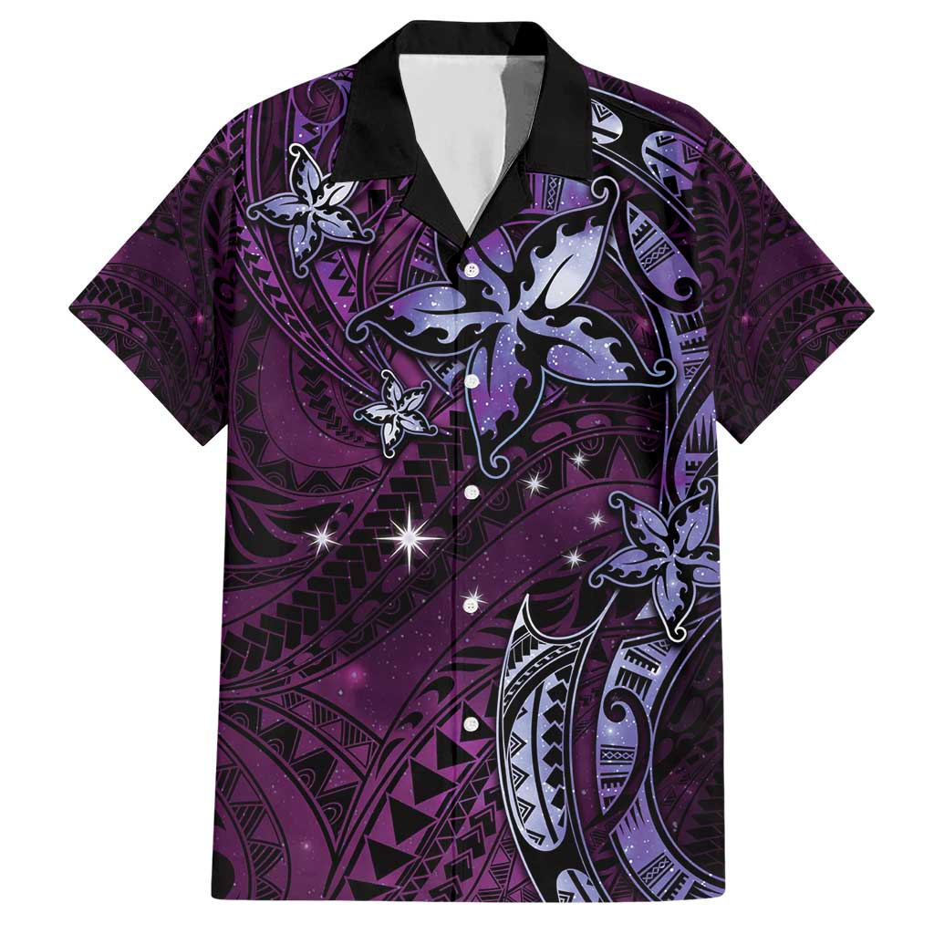 Hawaii Makahiki Season Hawaiian Shirt Floral Tribal Tattoo Purple Galaxy