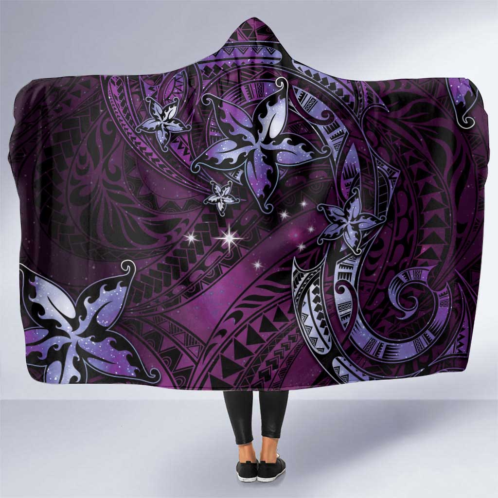 Hawaii Makahiki Season Hooded Blanket Floral Tribal Tattoo Purple Galaxy LT05 One Size Purple - Polynesian Pride
