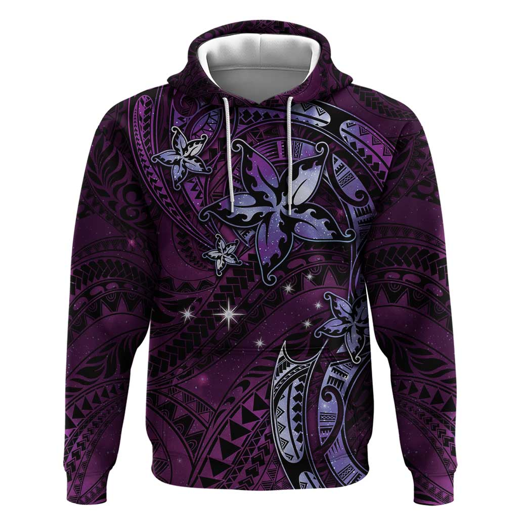 Hawaii Makahiki Season Hoodie Floral Tribal Tattoo Purple Galaxy