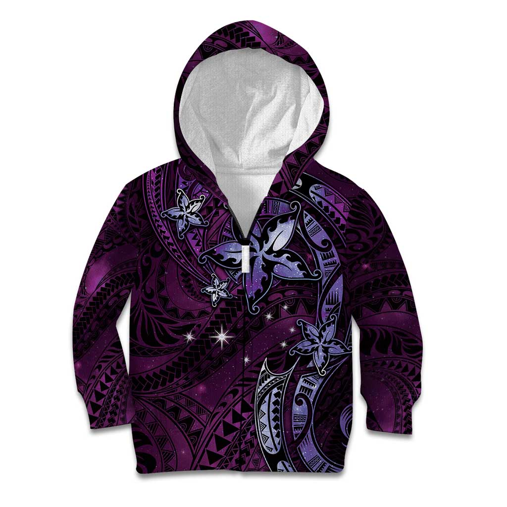 Hawaii Makahiki Season Kid Hoodie Floral Tribal Tattoo Purple Galaxy