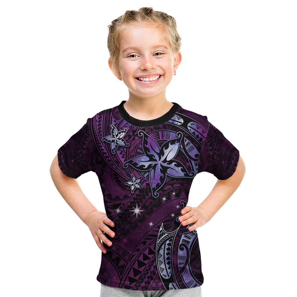 Hawaii Makahiki Season Kid T Shirt Floral Tribal Tattoo Purple Galaxy