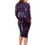 Hawaii Makahiki Season Long Sleeve Bodycon Dress Floral Tribal Tattoo Purple Galaxy