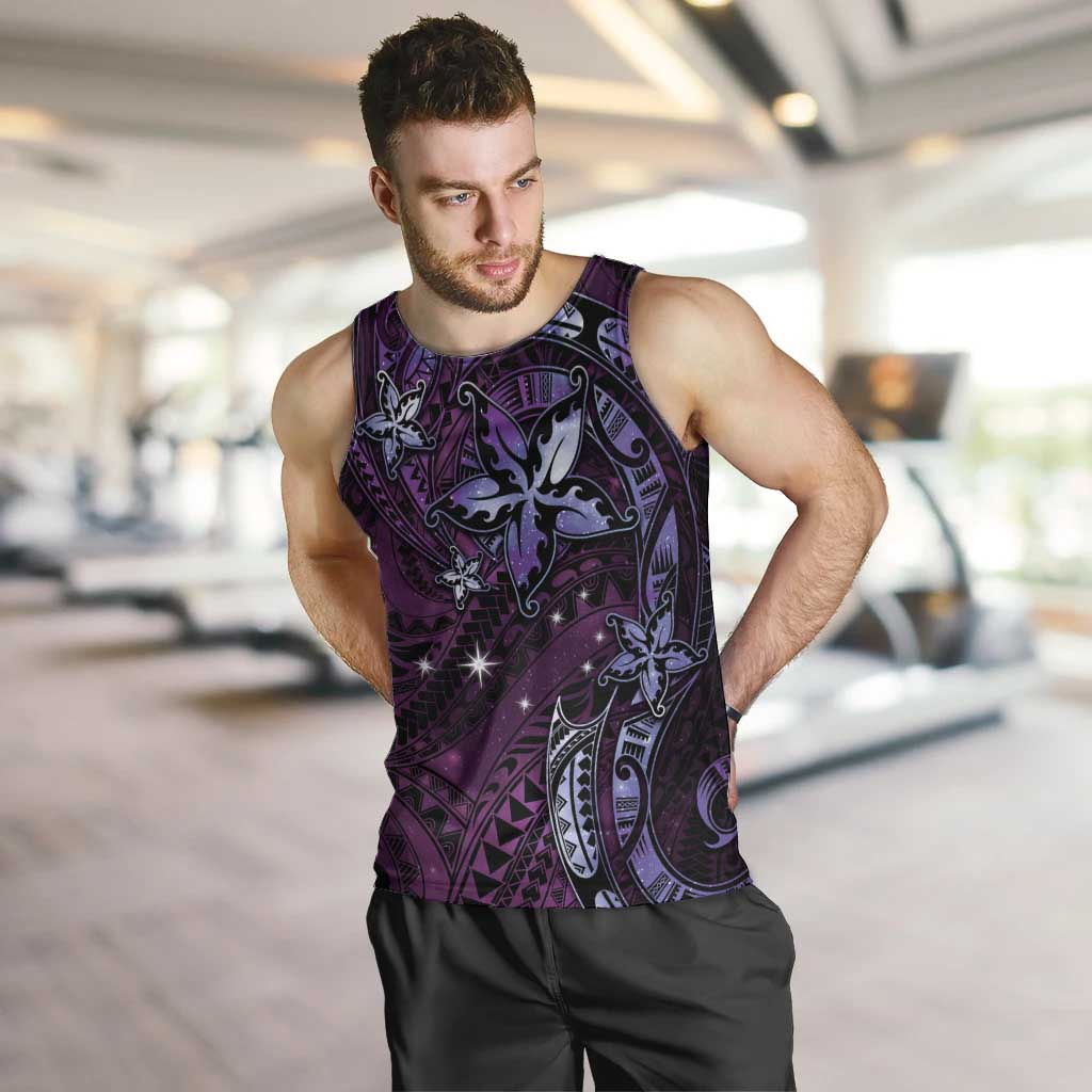 Hawaii Makahiki Season Men Tank Top Floral Tribal Tattoo Purple Galaxy LT05 Purple - Polynesian Pride