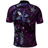 Hawaii Makahiki Season Polo Shirt Floral Tribal Tattoo Purple Galaxy