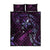 Hawaii Makahiki Season Quilt Bed Set Floral Tribal Tattoo Purple Galaxy