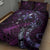 Hawaii Makahiki Season Quilt Bed Set Floral Tribal Tattoo Purple Galaxy