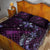 Hawaii Makahiki Season Quilt Bed Set Floral Tribal Tattoo Purple Galaxy