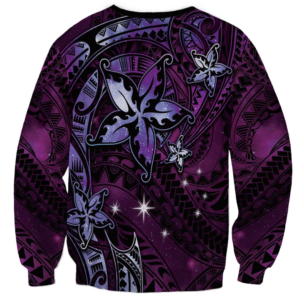 Hawaii Makahiki Season Sweatshirt Floral Tribal Tattoo Purple Galaxy LT05 - Polynesian Pride
