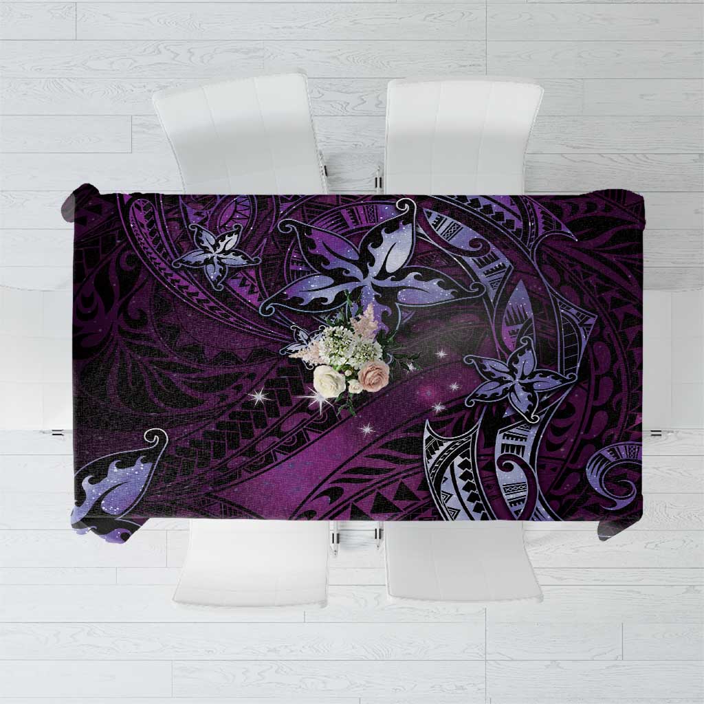 Hawaii Makahiki Season Tablecloth Floral Tribal Tattoo Purple Galaxy LT05 Purple - Polynesian Pride