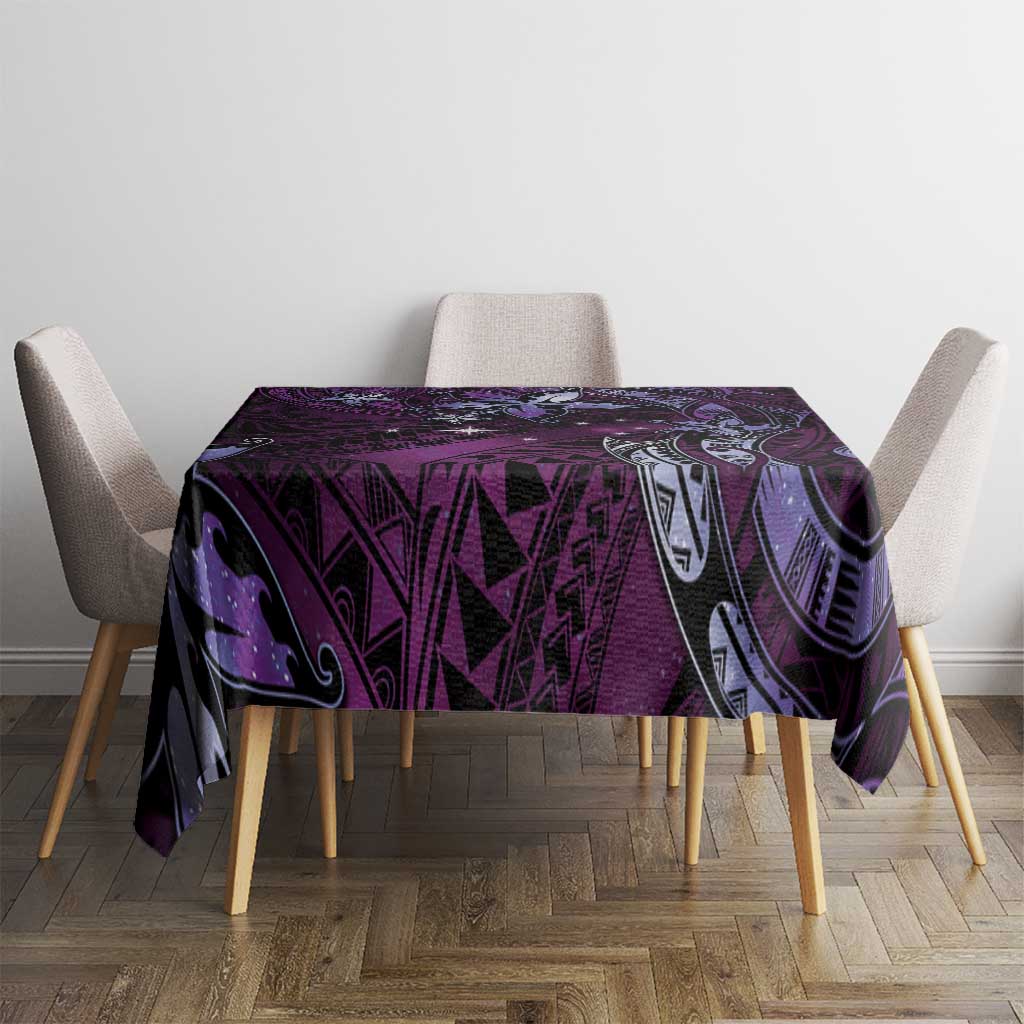 Hawaii Makahiki Season Tablecloth Floral Tribal Tattoo Purple Galaxy LT05 - Polynesian Pride
