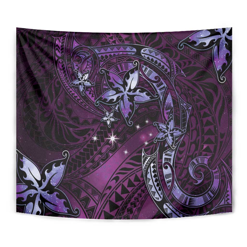 Hawaii Makahiki Season Tapestry Floral Tribal Tattoo Purple Galaxy