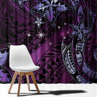 Hawaii Makahiki Season Window Curtain Floral Tribal Tattoo Purple Galaxy LT05 - Polynesian Pride