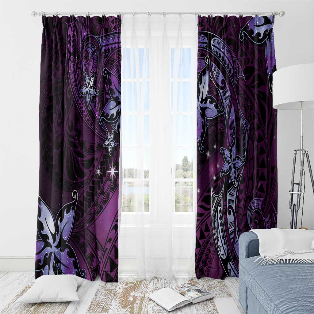 Hawaii Makahiki Season Window Curtain Floral Tribal Tattoo Purple Galaxy LT05 - Polynesian Pride