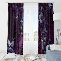 Hawaii Makahiki Season Window Curtain Floral Tribal Tattoo Purple Galaxy LT05 - Polynesian Pride