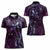 Hawaii Makahiki Season Women Polo Shirt Floral Tribal Tattoo Purple Galaxy