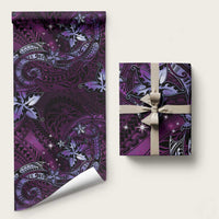 Hawaii Makahiki Season Wrapping Paper Floral Tribal Tattoo Purple Galaxy LT05 58" × 23" Purple - Polynesian Pride