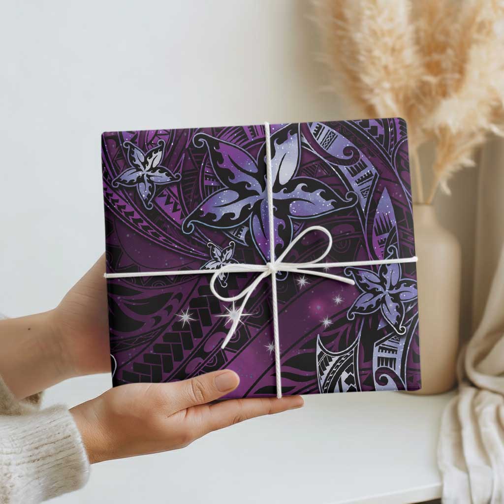 Hawaii Makahiki Season Wrapping Paper Floral Tribal Tattoo Purple Galaxy LT05 - Polynesian Pride