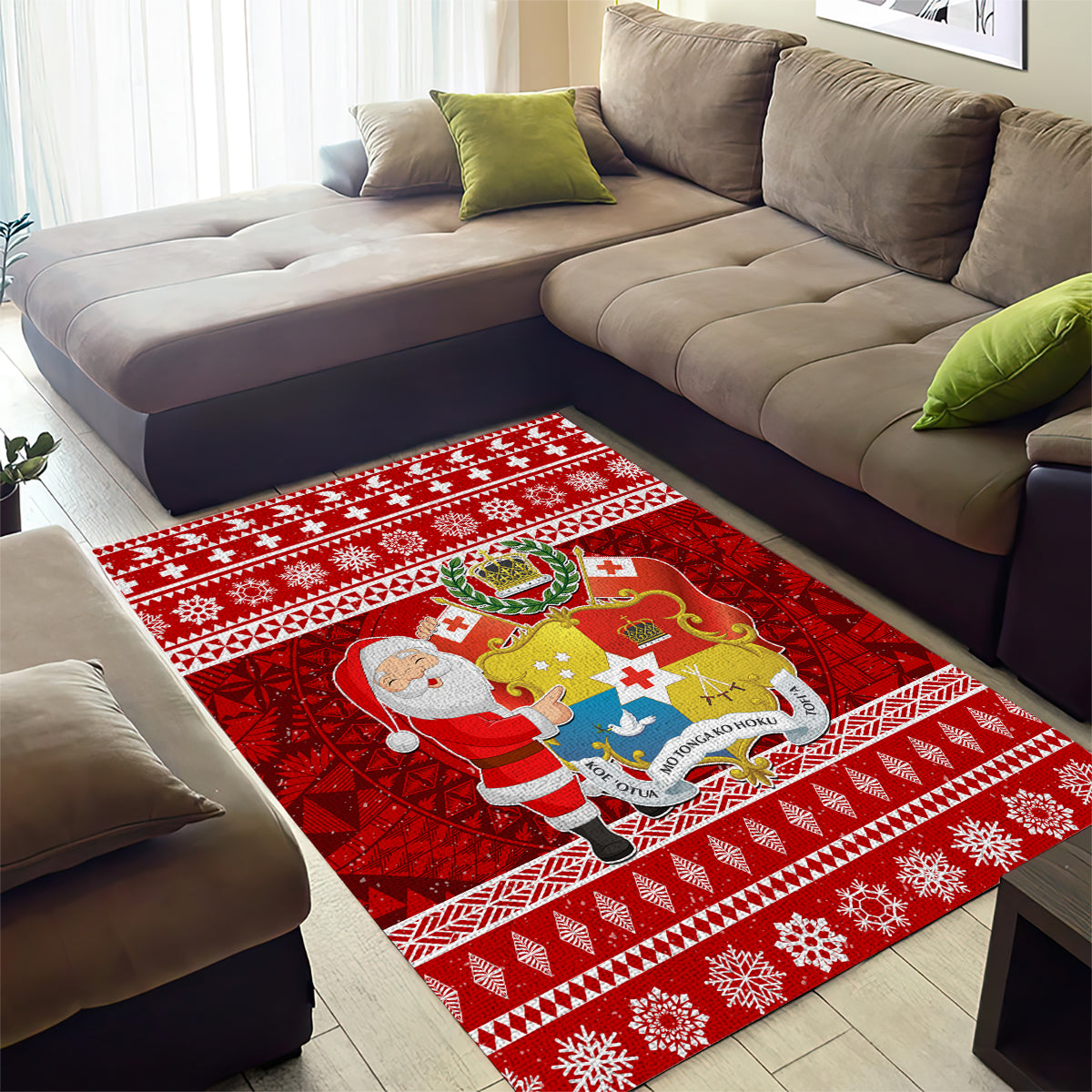 Tonga Christmas Area Rug Kilisimasi Fiefia Santas Coat Of Arms LT05 - Polynesian Pride