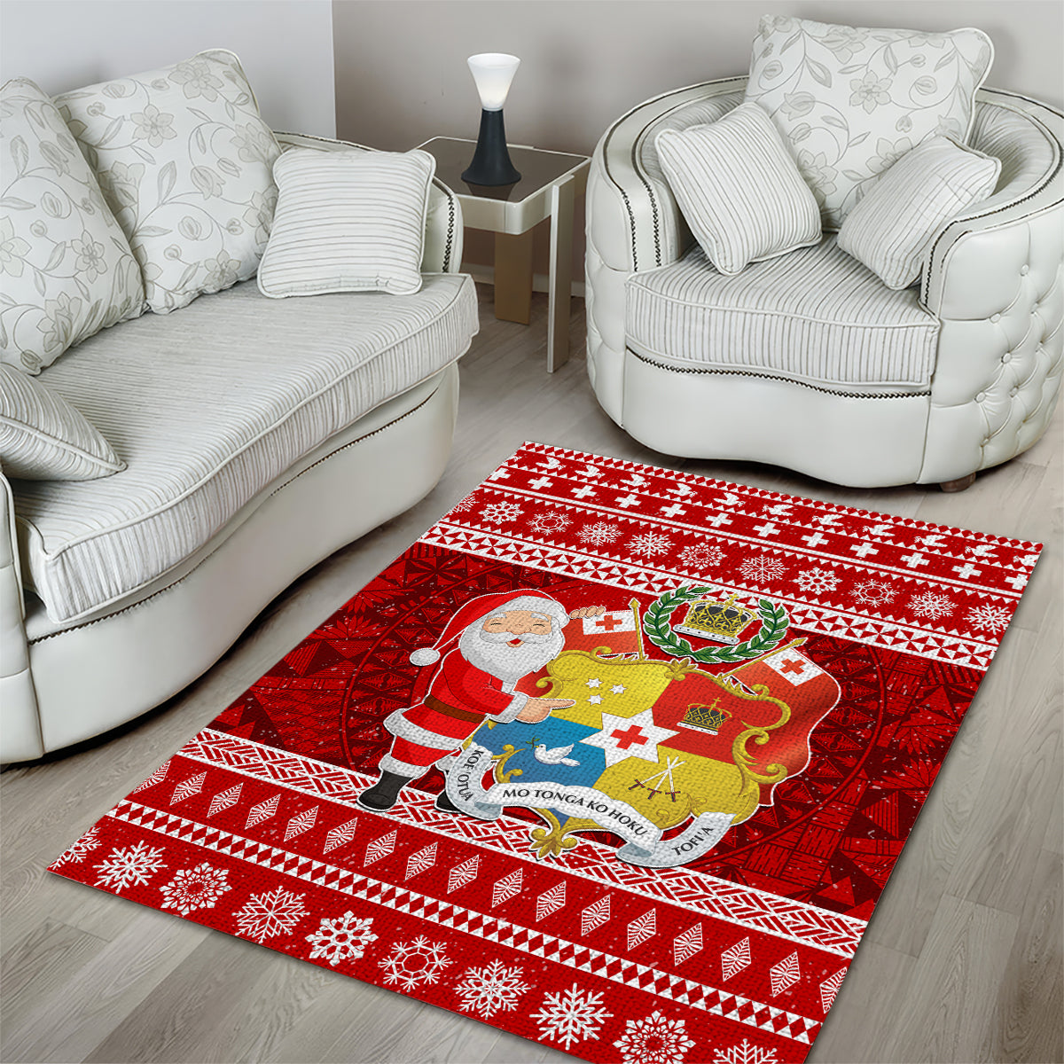 Tonga Christmas Area Rug Kilisimasi Fiefia Santas Coat Of Arms LT05 - Polynesian Pride