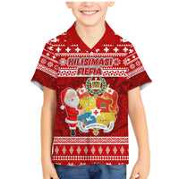 Personalized Tonga Christmas Family Matching Mermaid Dress and Hawaiian Shirt Kilisimasi Fiefia Santas Coat Of Arms LT05 Son's Shirt Red - Polynesian Pride