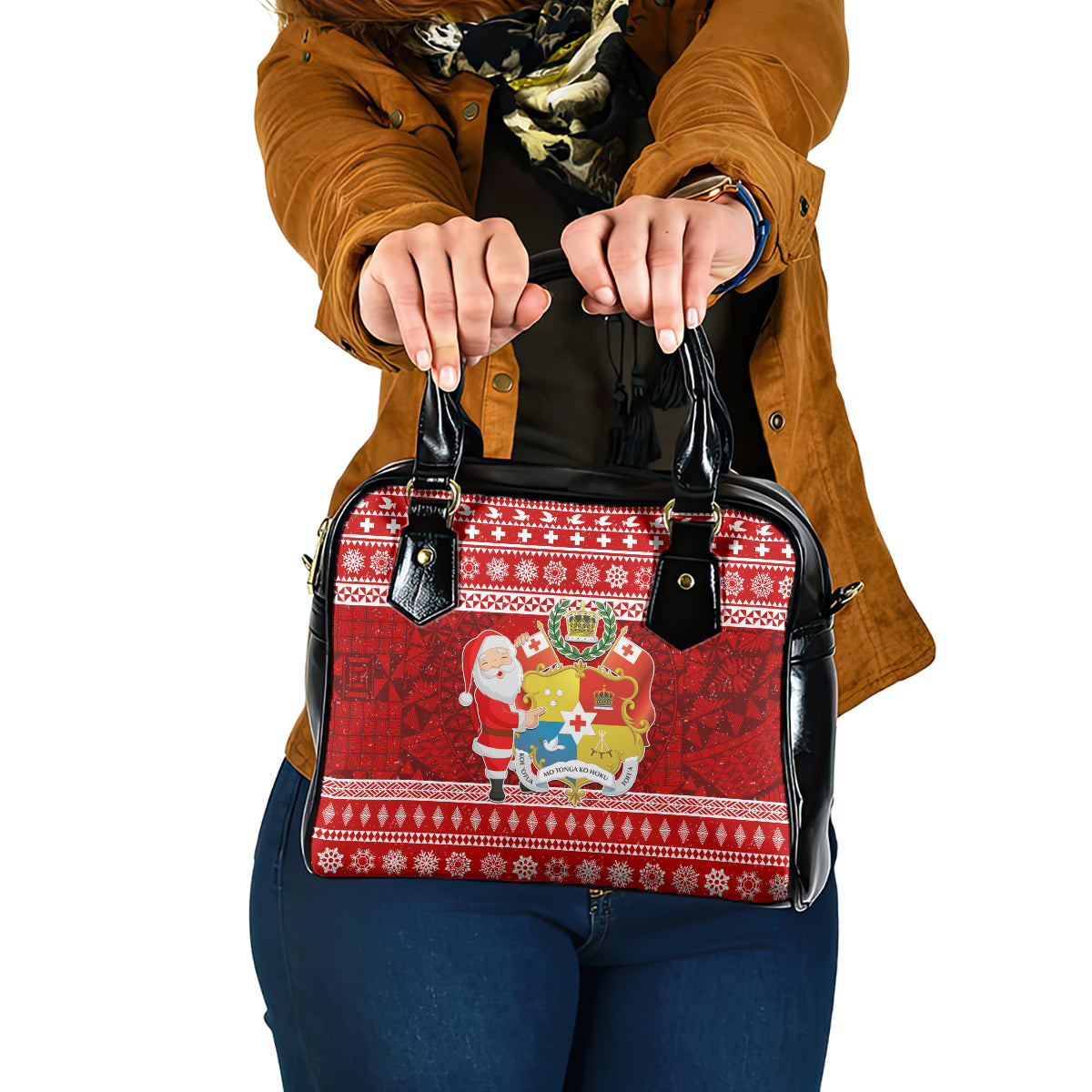 Tonga Christmas Shoulder Handbag Kilisimasi Fiefia Santas Coat Of Arms LT05 One Size Red - Polynesian Pride