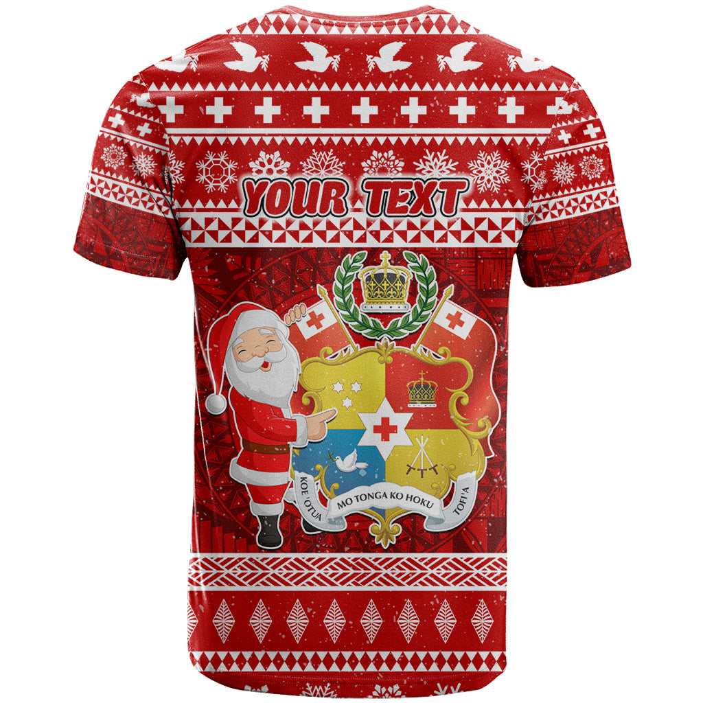 Personalized Tonga Christmas T Shirt Kilisimasi Fiefia Santas Coat Of Arms LT05 - Polynesian Pride
