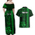 Personalized Hawaii Hauoli Makahiki Hou Couples Matching Off Shoulder Maxi Dress and Hawaiian Shirt Lono Hawaiian God Kakau Polynesian Tribal Green LT05 - Polynesian Pride