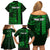 Personalized Hawaii Hauoli Makahiki Hou Family Matching Off Shoulder Short Dress and Hawaiian Shirt Lono Hawaiian God Kakau Polynesian Tribal Green LT05 - Polynesian Pride