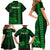 Personalized Hawaii Hauoli Makahiki Hou Family Matching Short Sleeve Bodycon Dress and Hawaiian Shirt Lono Hawaiian God Kakau Polynesian Tribal Green LT05 - Polynesian Pride