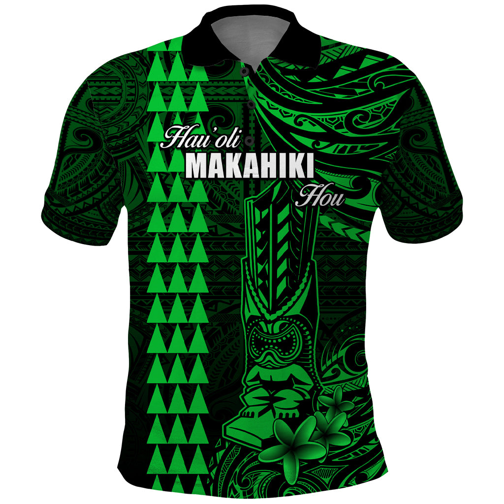 Personalized Hawaii Hauoli Makahiki Hou Polo Shirt Lono Hawaiian God Kakau Polynesian Tribal Green LT05 Green - Polynesian Pride