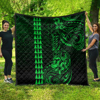 Hawaii Hauoli Makahiki Hou Quilt Lono Hawaiian God Kakau Polynesian Tribal Green LT05 - Polynesian Pride