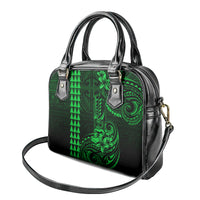 Hawaii Hauoli Makahiki Hou Shoulder Handbag Lono Hawaiian God Kakau Polynesian Tribal Green LT05 - Polynesian Pride