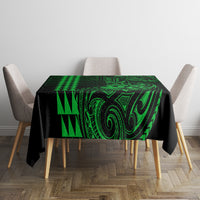 Hawaii Hauoli Makahiki Hou Tablecloth Lono Hawaiian God Kakau Polynesian Tribal Green LT05 - Polynesian Pride