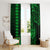 Hawaii Hauoli Makahiki Hou Window Curtain Lono Hawaiian God Kakau Polynesian Tribal Green LT05 - Polynesian Pride