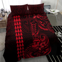 Hawaii Hauoli Makahiki Hou Bedding Set Lono Hawaiian God Kakau Polynesian Tribal Red LT05 - Polynesian Pride