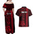 Personalized Hawaii Hauoli Makahiki Hou Couples Matching Off Shoulder Maxi Dress and Hawaiian Shirt Lono Hawaiian God Kakau Polynesian Tribal Red LT05 - Polynesian Pride