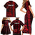 Personalized Hawaii Hauoli Makahiki Hou Family Matching Short Sleeve Bodycon Dress and Hawaiian Shirt Lono Hawaiian God Kakau Polynesian Tribal Red LT05 - Polynesian Pride