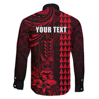 Personalized Hawaii Hauoli Makahiki Hou Family Matching Short Sleeve Bodycon Dress and Hawaiian Shirt Lono Hawaiian God Kakau Polynesian Tribal Red LT05 - Polynesian Pride