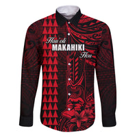 Personalized Hawaii Hauoli Makahiki Hou Family Matching Summer Maxi Dress and Hawaiian Shirt Lono Hawaiian God Kakau Polynesian Tribal Red LT05 Dad's Shirt - Long Sleeve Red - Polynesian Pride
