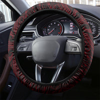 Hawaii Hauoli Makahiki Hou Steering Wheel Cover Lono Hawaiian God Kakau Polynesian Tribal Red