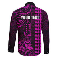 Personalized Hawaii Hauoli Makahiki Hou Family Matching Off Shoulder Long Sleeve Dress and Hawaiian Shirt Lono Hawaiian God Kakau Polynesian Tribal Pink LT05 - Polynesian Pride