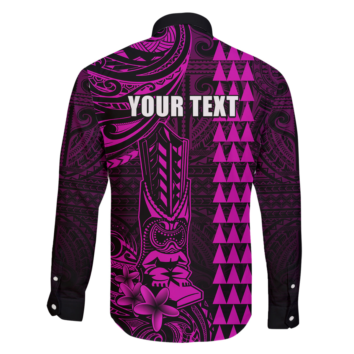 Personalized Hawaii Hauoli Makahiki Hou Family Matching Off Shoulder Maxi Dress and Hawaiian Shirt Lono Hawaiian God Kakau Polynesian Tribal Pink LT05 - Polynesian Pride