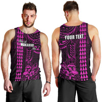 Personalized Hawaii Hauoli Makahiki Hou Men Tank Top Lono Hawaiian God Kakau Polynesian Tribal Pink LT05 - Polynesian Pride