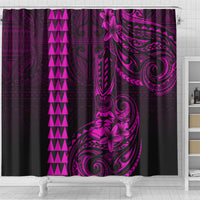 Hawaii Hauoli Makahiki Hou Shower Curtain Lono Hawaiian God Kakau Polynesian Tribal Pink LT05 - Polynesian Pride