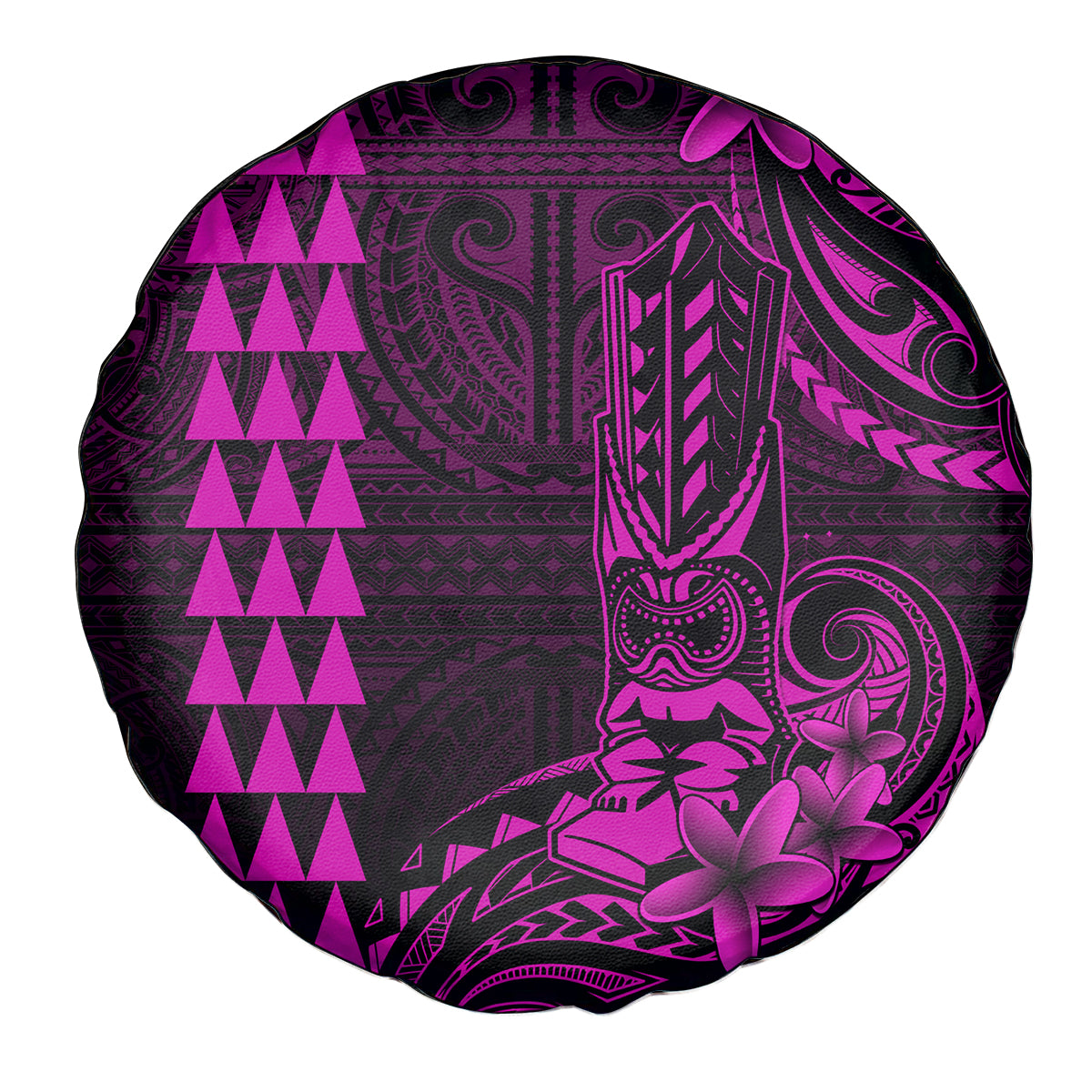 Hawaii Hauoli Makahiki Hou Spare Tire Cover Lono Hawaiian God Kakau Polynesian Tribal Pink LT05 Pink - Polynesian Pride