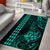 Hawaii Hauoli Makahiki Hou Area Rug Lono Hawaiian God Kakau Polynesian Tribal Turquoise LT05 - Polynesian Pride